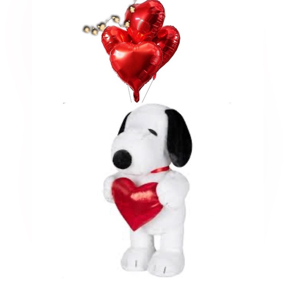 Snoopy Standing Plush 19.3" and Foil Balloon 6pc Bundle